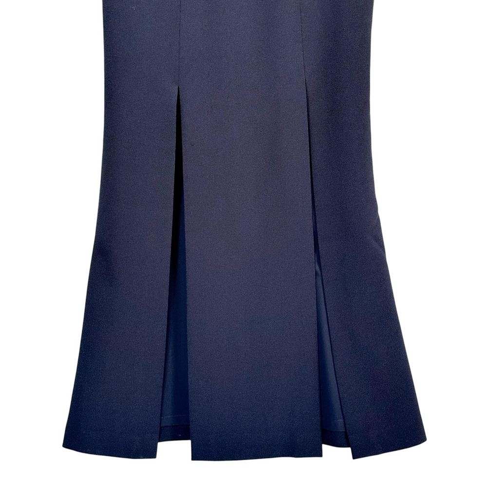 Eliza J Gown Dress Maxi Crepe Double Slit Prom Wedding Formal Navy Blue 10 - Picture 10 of 14